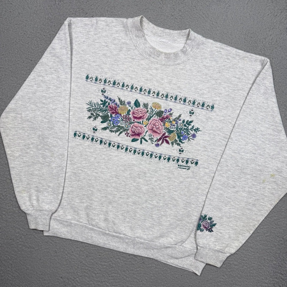 Vintage 90s Floral Flowers Crewneck Sweatshirt